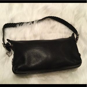 Brighton Black Pebbled Leather Classic Satchel Vtg